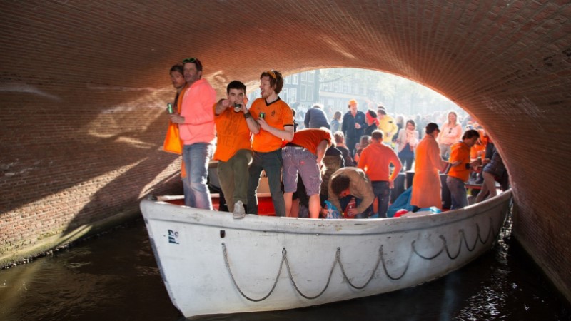 Amsterdam Kingsday event tunnel boat