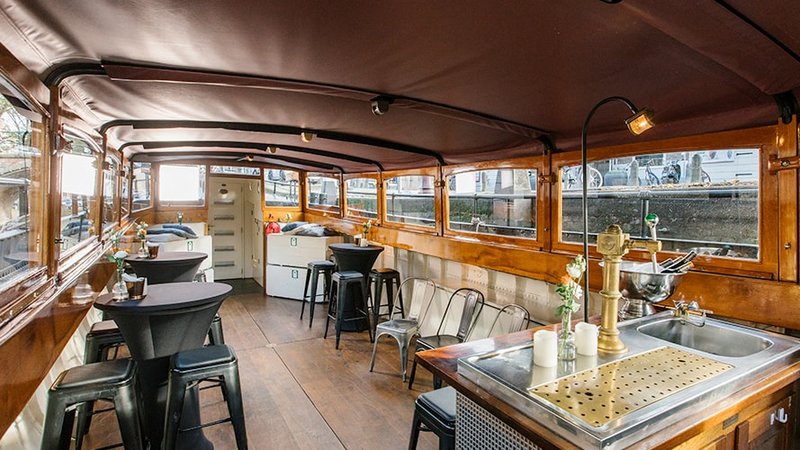 Amsterdam canal cruise luxury beer tasting boat interior