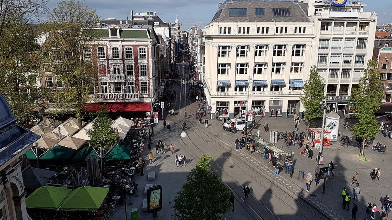 Foto de la plaza Leidseplein Amsterdam desde el aire