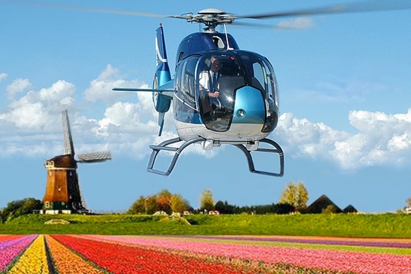 amsterdamer helikopterrundflug über die keukenhof tulpenfelder