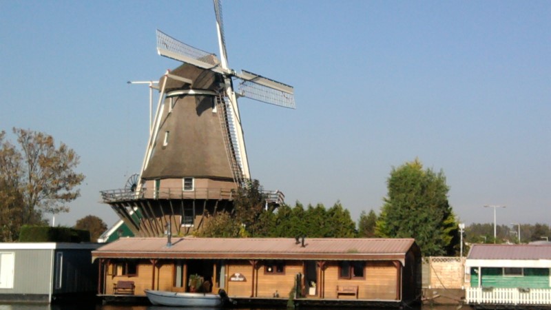 Amsterdamski wiatrak na zewnątrz Molen van Sloten
